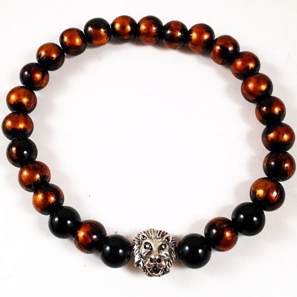 🔴SALE Men / women onyx & copper beads + lion - Picture 3 of 8